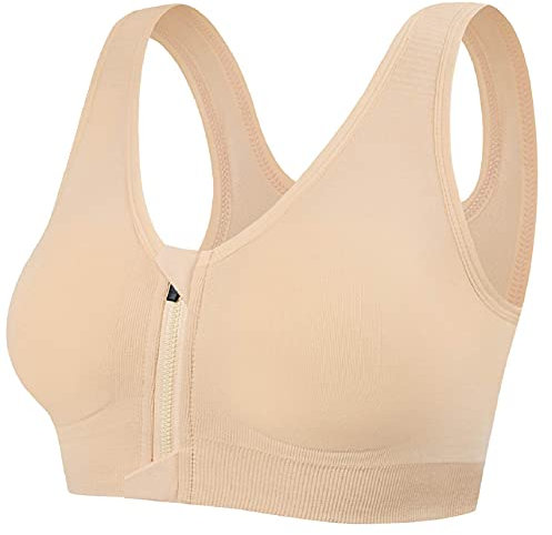 CMTOP Sport BH Yoga Bustier Damen Bras,Vorderverschluss Ohne Bügel Gepolstert Mit Abnehmbaren Pads,für Gymnastik Beim Joggen Fitness Training Yoga BH Top-Farbe-XL