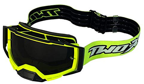 TWO-X Cross-Brille - Motocross-Brille mit getöntem schwarzen Glas - Motorrad-Brille - Enduro & Downhill - Schutzbrille - Atom - Vortex-Neongelb