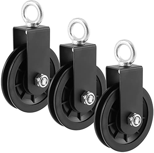 SEHOI 3 Pack 3.54 in/90 mm Pulley System Cable Pulley Traction Wheel, Heavy Duty Nylon Gym Cable Pulley, 360 Degree Rotation Traction Wheel for Tricep Pulldown,Bicep Curl, Back Exercise