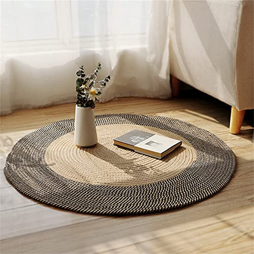 RAILONCH Teppich, Rund Teppich, Jute Teppich,Handbuch Weben Runde Teppiche Wohnzimmer Kinderzimmer Schlafzimmer Dekor (45cm)
