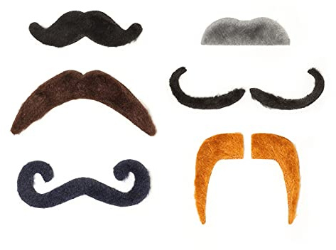 Legami - Set mit 6 Kunststoffen, selbstklebend, Hot MOU Stache, 10 x 6,3 cm, einfach anzubringen, zum Aufkleben, 3M-Aufkleber, aus Polyester und Baumwolle, FMU0001