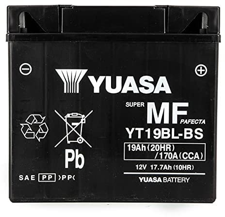 Batterie moto Yuasa YT19BL-BS (12N20AH-BS) AGM - Sans entretien - 12 V 17,7 Ah - Dimensions : 186 x 82 x 171 mm compatible avec BMW R1100R, LT,RS,RT 1100 1994-2001