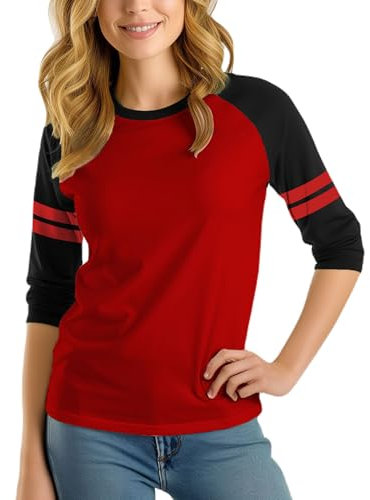 Decrum Raglan-Shirts für Damen – weiches Sporttrikot, kurze und lange Ärmel, Baseball-T-Shirt, Gestreiftes Raglan, Groß