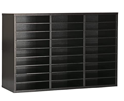 AdirOffice Klassenzimmer-Briefkasten – Holz-Literatur-Organizer, Baupapier-Aufbewahrungs-Organizer, Briefsortierer mit Schlitzen, Büro-Briefkästen mit herausnehmbarem Regal (27 Fächer, schwarz)