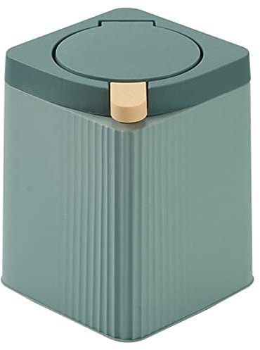 Zhongren Small Waste Paper Bin with Push Lid Kitchen Bathroom Living Bins Recycling Square Office Wastebasket Dustbin Home Bedroom Trash Can Garbage Plastic -8L (Green)