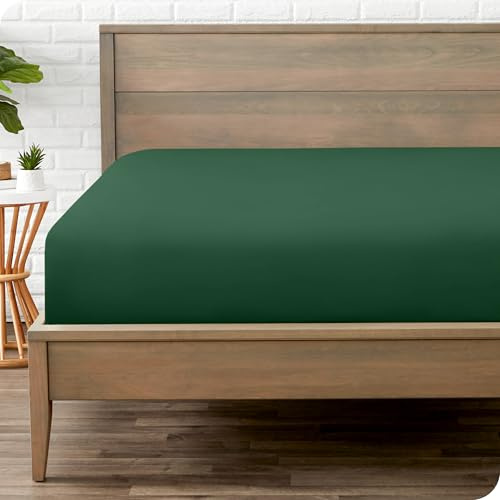 Bare Home Fitted Bottom Sheet Super King Size - Premium 1800 Ultra-Soft Microfibre Sheet - Wrinkle Free - Deep Pocket - 38 CM/15 IN Deep - Super King Fitted Sheet (Super King, Forest Green)