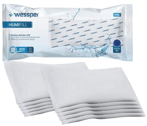 Wessper 10x Luftentfeuchter Nachfüllbeutel | Granulat im 500g Nachfüll-Beute | Raum-Entfeuchter, Verhindert Schimmel, Unangenehme Gerüche, Schützt Wände