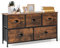 CASART Chest of Drawers, Wooden Dresser Chests with Metal Handles, 5/6 Folding Drawers Sideboard Cabinet for Bedroom Living Room Hallway (Rustic Brown, 5 Drawers-100 x 30 x 53cm)