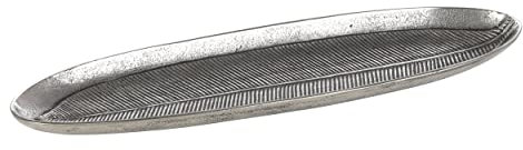 EGLO LIVING Dekoschale Forleyet, elegante Schale zum Dekorieren im Blatt-Design, Metallschale aus Aluminium in Nickel-Antik, 54 x 16,5 cm