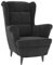 KOIECETA Sessel Ohrensessel Loungesessel Fernsehsessel Relaxsessel Wohnzimmersessel Moderner Bequemer Armsessel Polstersessel Lounge Dunkelgrau Samt