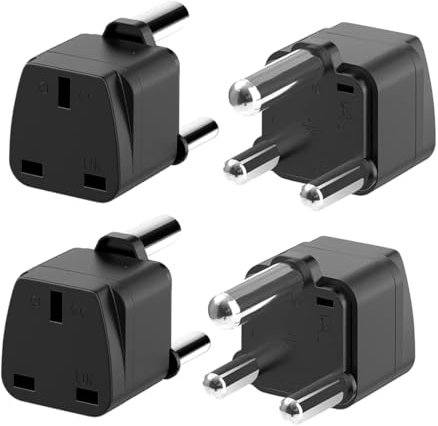 LUKELI 4 Pack UK to South Africa Plug Adapter South Africa Power Adapter 3-Pin UK Travel Adapter for South Africa Namibia Swaziland Lesotho Bhutan Botswana and More (4Pcs Black UK to South Africa)