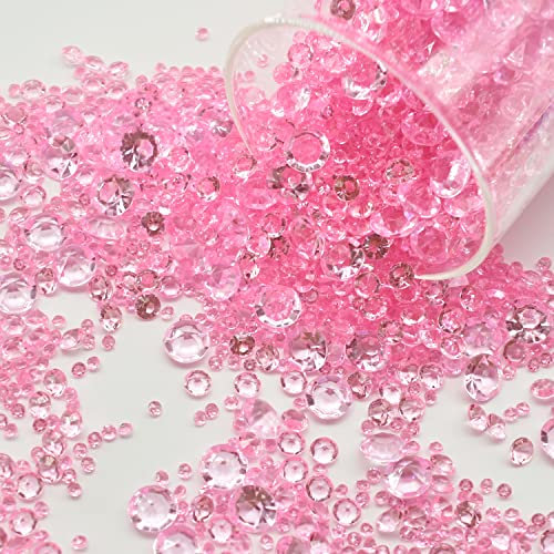 4000 Stück Streudeko Diamanten,Diamanten Deko,Acryl Kristalle Diamantene Streudeko Hochzeit,Acryl Diamant Tischdeko Strass für Vasenfüller Hochzeit Geburtstag 3mm,6mm,10mm Rosa
