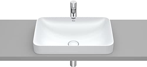 Roca, INSPIRA,SQUARE - FINECERAMIC® Aufsatzwaschbecken, Perl, 550 mm x 370 mm x 75 mm, A327534630