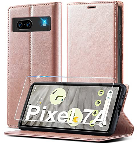 Handyhülle für Google Pixel 7a Hülle Leder [Mit Pixel 7a Schutzfolie] für Google Pixel 7a 5G Hülle Klappbar Leder Flip Wallet Stoßfeste Case Schutzhülle Klapphülle für Google Pixel 7a 5G Hülle Holster
