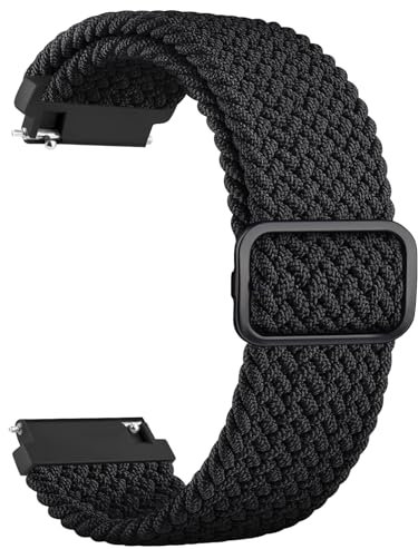 Tobfit für Garmin Venu 2/Damen & Herren: Geflochtenes Elastic Sport Dehnbarer Ersatzarmband für Garmin Forerunner 255/Samsung Galaxy Gear S3 Frontier (Schwarz)