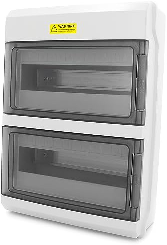 ELS Elektrotechnika Sicherungskasten Aufputz IP66 Verteilerkasten | 24 Module 2-Reihig mit Transparenter Tür für Aussen