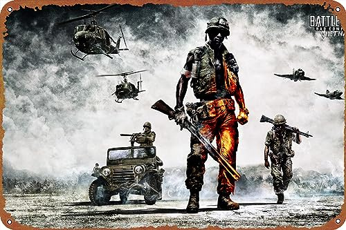 Battlefield Bad Company 2 Vietnam Metall-Blechschild, Vintage-Wandkunst, Dekoration, Wohnzimmer, Badezimmer, Küche, Spiel, Poster, Dekoration, 20,3 x 30,5 cm