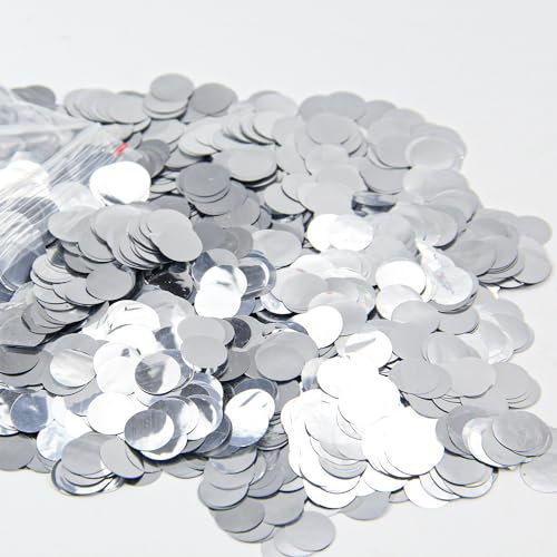 ZIOYA Konfetti 100G/14000 Stück Silber Glitzer für Geburtstag - Runde Aluminiumfolie Dekorative Glitzer für Hochzeit, Verlobung, Brautparty, Valentinstag Party 15mm