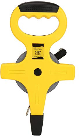 Open Reel Tape Measure 50m, Fibreglass Surveyors Tape with Metric Scale, Impact-Resistant Measuring Tool for Carpentry and Building Work