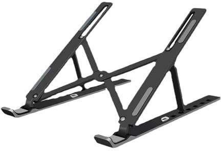 Vnvnvnv Adjustable Laptop Stand - Ergonomic design, 6 levels of adjustment, Premium ABS silicone construction, Portable and foldable Portable and lightweight, Suitable for all laptops (black)