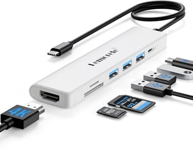 Hub USB C 3.0 - Docking Station 7 en 1 Adaptador USB C Hub con HDMI 4K, 1USB 3.0、2USB 2.0,PD 100W, SD/TF, Transferir Dato USB-C Adaptador para Macbook Air/Pro、iPad、Chromecast、Windows、Switch、Steam Deck