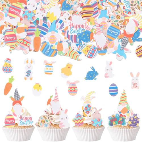 Catelves 80 Stück Osterhase Essbare Tortendeko, Osterdeko Deko Kuchen Essbar, Tortendeko Geburtstag Essbar, Deko Torte Essbar für Einige Häschen Dreht Sich ein Oster-Sonntag Kaninchen Thema