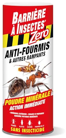 Barrière à Insectes Zero Insecticide, Anti-Fourmis et Autres Rampants, Action Immédiate, Poudrage - 250 g