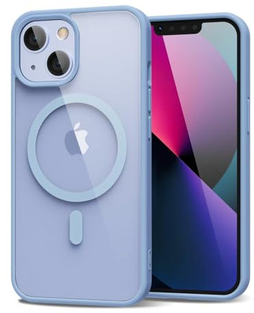 oakxco for iPhone 13 Mini/ 12 Mini Case Clear Magnetic Compatible with Magsafe, Thin Slim Transparent Non Yellowing, Hybrid Soft Silicone Bumper & Hard Plastic Protective Cover for Women, Light Blue