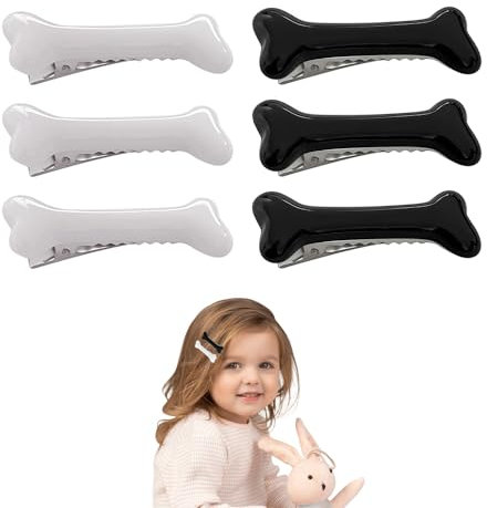 NYGGTYK 6 Stück Knochen-Haarspangen, Hundeknochen-Haarspangen, Halloween-Haarspangen, Kinder-Haarspangen, Kunststoff-Haar-Accessoires, Cartoon-Haar-Accessoires, Totenkopf-Haar-Accessoires