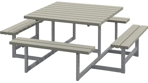 Kaiser + Kraft Gruppensitzbank für 8 Personen | Nadelholz, LxT 2000 x 2000 mm, graubraun