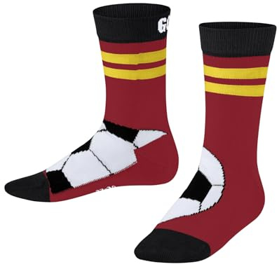 FALKE Unisex Kinder Socken Active Soccer K So Baumwolle Funktionsmaterial dünn atmungsaktiv gemustert 1 Paar, Rot Sporty Red 8003, 39-42