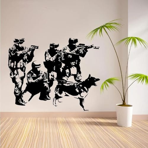 YLLMNOBN SWAT Team Militär Soldat Abnehmbarer Junge Mädchen Zimmer Wohnzimmer Schlafzimmer dekorative Kunst Aufkleber einzigartiges Geschenk Vinyl Aufkleber