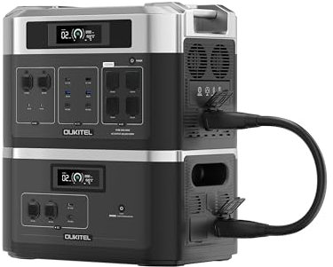 OUKITEL Solar Generator BP2000 mit B2000 Erweiterungsakku, 4096Wh Erweiterbare Powerstation mit 5x 2200W AC Ausgängen (4000W Peak), LiFePO4 Akkupack für den Hausgebrauch, Notfall, Reise