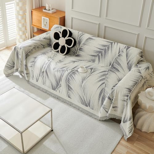 VanderHOME Reversible Sofa Überwurf Chenille Weiche Sofadecke 1 2 3 4 Sitzer Vielseitige Couch Überwurf für Sofa mit Quasten, Dekorative Plaid Decke für Sofa 180 * 180cm-Grau