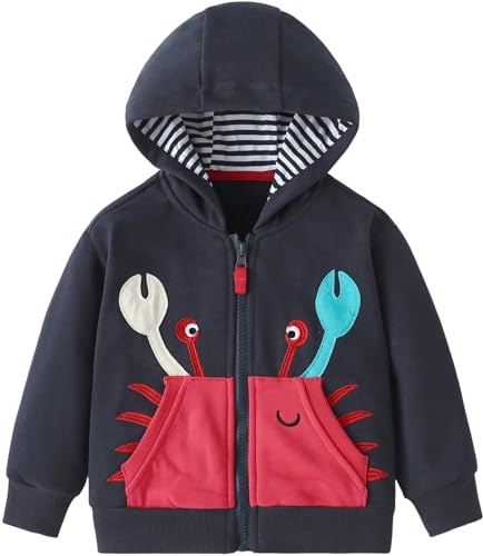TEDD Boys Hoodies Zip for Kids Jumper Cotton Jacket Top Sweatshirts Long Sleeve T Shirt Casual Toddler Clothes Autumn Winter Tag Size 130 = 6-7 Years