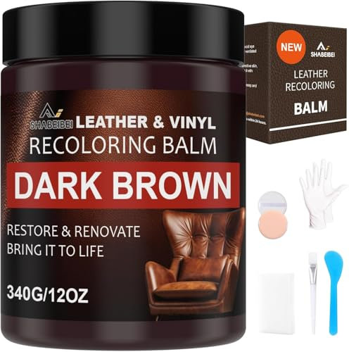 SHABEIBEI 340g Lederpflege Auto,Leder Reparatur Set,Dunkelbraun Flüssigleder,Lederfarbe,Kunstleder Reparaturset Für Vinyl Möbel, Sofa, Autositze, Schuhe