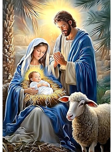 DPHERO 5D Jésus Diamond Painting Kits, DIY Broderie Lumière de Vie Art du Diamant Painting Kit Complet, Kits de Peinture sur Diamant Point de Croix Painting pour Adultes Débutants 30x40cm