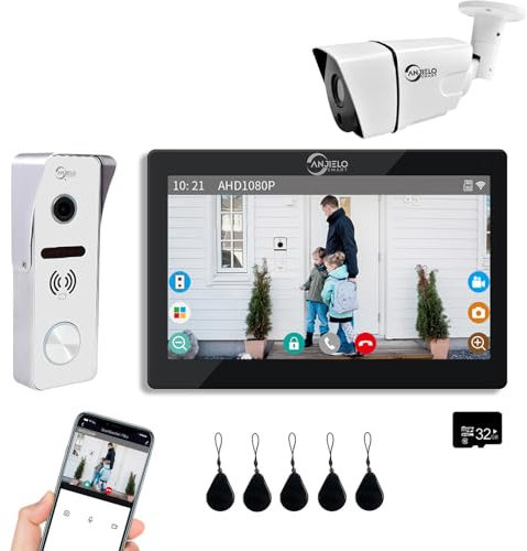 Verdrahtete Video-Türklingel Wohnung Gegensprechanlage 7-Zoll-Touch-Monitor-System Wireless 1080P HD Kamera Video-Eingangstürsprechanlage Türkamera TUYA (1 Glockenspiel+1Bildschirm+1Kamera)