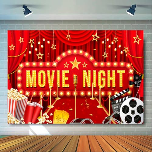 Hintergrundbanner zum Filmabend, 43.3''x 70.8'' Filmnacht Hintergrund Dekorativer Hintergrund Ideal für Filmabend Dekorationen Fotografie und Filmnacht Partys