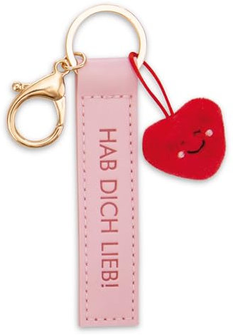 NICI Schlüsselanhänger Hab dich lieb! Kunstlederband rosa 10cm mit Herz