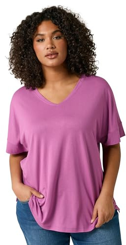 EVANS Curve Short Sleeve Modal Rich T-Shirt - Women's - Plus Size Curve Pink