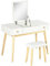 HOMCOM Coiffeuse avec Miroir et Tabouret, Table de Maquillage avec 2 tiroirs et Miroir Rabattable, Coussin rembourré, Bureau Coiffeuse, 100 x 45 x 118 cm, Blanc