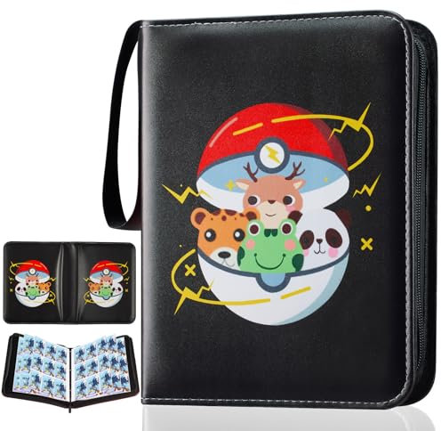 YhuiCxir Card Binder 9 Pockets, 900 Pockets Trading Card Folder Sleeves, Portable PU Waterproof Stamp Collection Albums with Zipper