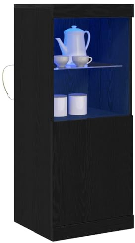 vidaXL LED-Sideboard Schwarz Eichen-Optik 41 x 37 x 100 cm | Geräumiges Design zur Aufbewahrung von Essentials, Elegantes und modernes Design, das jeden Raum aufwertet,
