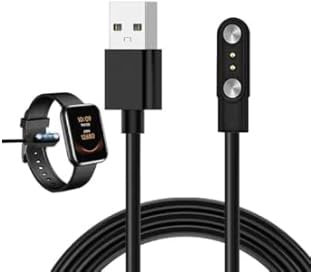 2 Stück Smartwatch Ladekabel 2 Pin 4mm, Ladegerät Smartwatch Universal, Kompatibel mit AGPTEK LW11, GTX, YAMAY SW022, Xiaomi Haylou Solar LS05, Schnellladung, 60cm, Schwarz