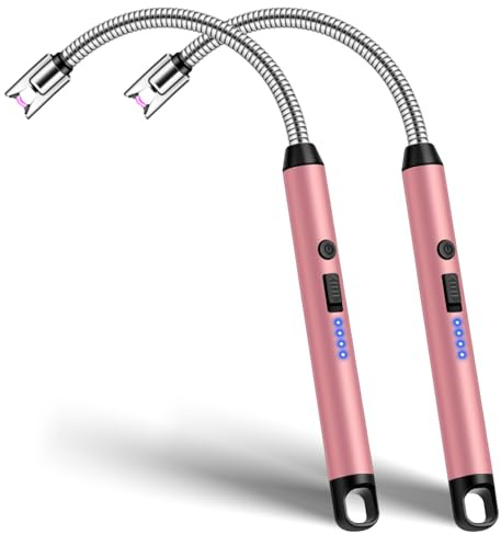 Long Reach Rechargeable Lighter for Candles and BBQ, 2 Pack Electric Rechargeable USB Lighter for BBQ Grill, Camping Firework