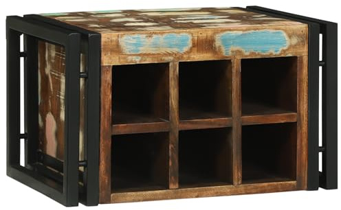vidaXL Weinregal 2 pcs 46 x 35 x 27,5 cm Massives upgecyceltes Holz, Rustikaler Küchen-Weinständer: langlebiger rechteckiger Ständer, stylische Flaschenorganisation für drinnen