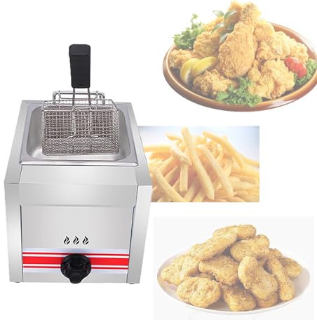 JIANGYUXINLI Friggitrice a Gas GPL Professionale, friggitrice Commerciale in Acciaio Inossidabile,Potenza di Fuoco Regolabile, Friggitrice A Gas Professionale per Ristorante Commerciale Cucina
