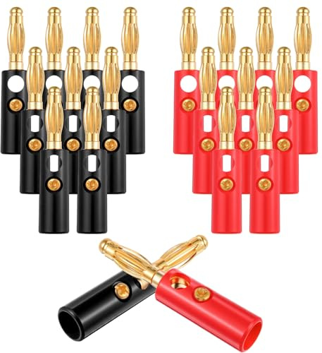 20 Stück Bananenstecker 4mm Bananenstecker Banana Steckverbinder Schraubbar Bananensteckers Lautsprecher für Kabel Boxen Endstufen AV-Receiver HiFi Stereoanlagen