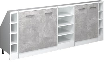 Vicco Ensembles de Meuble de Rangement sous Pente Rion, Béton/Blanc
